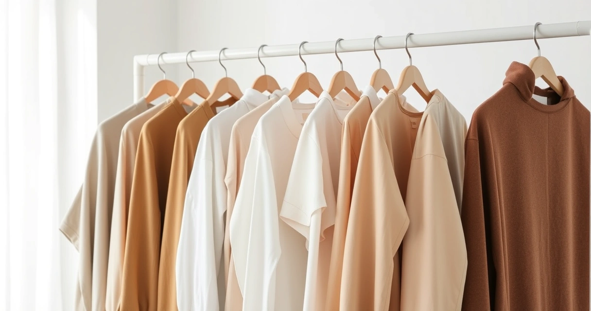 Arara com roupas de tons neutros num ambiente claro