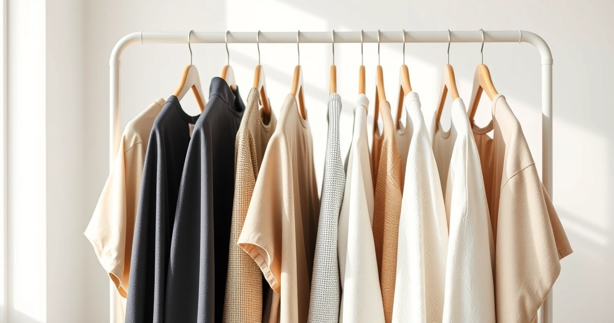 Arara com roupas de tons neutros num ambiente claro