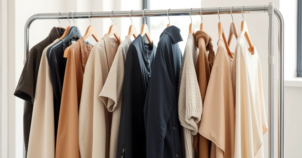 Arara com roupas de tons neutros num ambiente claro