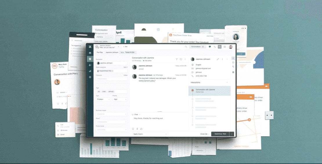 7 Melhores Softwares de Mídias Sociais para Atendimento ao Cliente Janela de interações com clientes na plataforma ZenDesk.