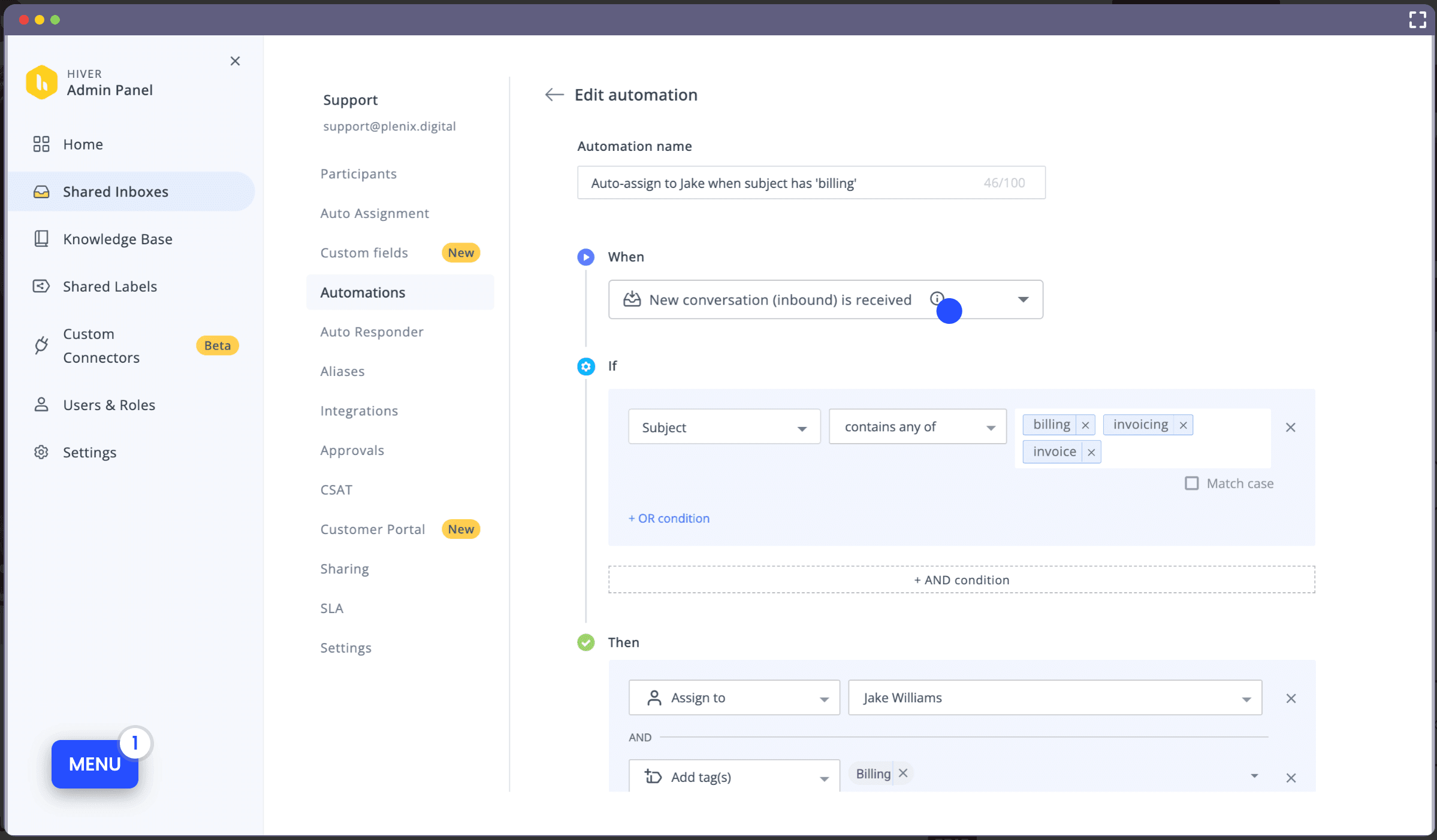 7 Melhores Softwares de Mídias Sociais para Atendimento ao Cliente Imagem do fluxo de caixa de e-mails do Hiver para seu software de atendimento ao cliente.