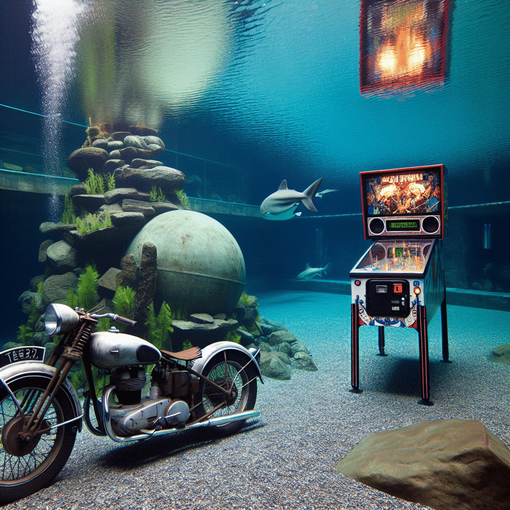 A piscina mais funda do mundo conta com moto e pinball A piscina mais funda do mundo conta com moto e pinball