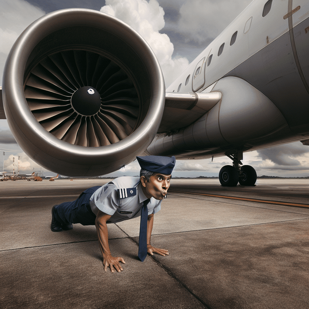 Empregado realiza flexões na turbina do avião e fica preso Empregado realiza flexões na turbina do avião e fica preso